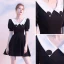 Modest / Simple Black Homecoming Graduation Dresses 2020 A-Line / Princess V-Neck Puffy Short Sleeve Short Ruffle Backless Little Black Dress