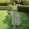 Proste / Simple Szałwia Zielony Sukienki Dla Druhen 2020 Princessa Bez Pleców Długie Wzburzyć