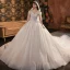 Römisch Champagner Hochzeits Brautkleider / Hochzeitskleider 2020 Ballkleid Off Shoulder Kurze Ärmel Rückenfreies Applikationen Spitze Perlenstickerei Glanz Tülle Kathedrale Schleppe Rüschen