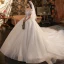 Römisch Champagner Hochzeits Brautkleider / Hochzeitskleider 2020 Ballkleid Off Shoulder Kurze Ärmel Rückenfreies Applikationen Spitze Perlenstickerei Glanz Tülle Kathedrale Schleppe Rüschen