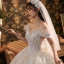 Römisch Champagner Hochzeits Brautkleider / Hochzeitskleider 2020 Ballkleid Off Shoulder Kurze Ärmel Rückenfreies Applikationen Spitze Perlenstickerei Glanz Tülle Kathedrale Schleppe Rüschen