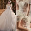 Römisch Champagner Hochzeits Brautkleider / Hochzeitskleider 2020 Ballkleid Off Shoulder Kurze Ärmel Rückenfreies Applikationen Spitze Perlenstickerei Glanz Tülle Kathedrale Schleppe Rüschen