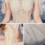 Best Champagne Bridal Wedding Dresses 2020 Ball Gown Off-The-Shoulder Short Sleeve Backless Glitter Tulle Cathedral Train Ruffle