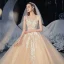 Romantisch Champagner Hochzeits Brautkleider / Hochzeitskleider 2020 Ballkleid Durchsichtige Eckiger Ausschnitt Ärmellos Rückenfreies Applikationen Spitze Pailletten Glanz Tülle Kathedrale Schleppe