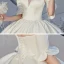 Vintage / Originale Ivoire Satin La Mariée Robe De Mariée 2020 Robe Boule Transparentes Col Haut 1/2 Manches Dos Nu Cathedral Train Volants