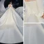 Vintage / Originale Ivoire Satin La Mariée Robe De Mariée 2020 Robe Boule Transparentes Col Haut 1/2 Manches Dos Nu Cathedral Train Volants