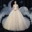 Chinese style Champagne Bridal Wedding Dresses 2020 Ball Gown See-through High Neck Sleeveless Backless Appliques Lace Glitter Tulle Chapel Train Ruffle
