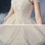 Chinese style Champagne Bridal Wedding Dresses 2020 Ball Gown See-through High Neck Sleeveless Backless Appliques Lace Glitter Tulle Chapel Train Ruffle