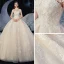 Chinese style Champagne Bridal Wedding Dresses 2020 Ball Gown See-through High Neck Sleeveless Backless Appliques Lace Glitter Tulle Chapel Train Ruffle
