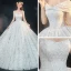 Luxury / Gorgeous Champagne Lace Bridal Wedding Dresses 2020 Ball Gown Off-The-Shoulder Short Sleeve Backless Appliques Lace Cathedral Train Ruffle
