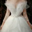 Fabulous Champagne Bridal Wedding Dresses 2020 Ball Gown Off-The-Shoulder 3/4 Sleeve Backless Appliques Lace Sequins Cathedral Train Ruffle