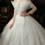 Fabulous Champagne Bridal Wedding Dresses 2020 Ball Gown Off-The-Shoulder 3/4 Sleeve Backless Appliques Lace Sequins Cathedral Train Ruffle