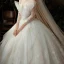 Fabulous Champagne Bridal Wedding Dresses 2020 Ball Gown Off-The-Shoulder 3/4 Sleeve Backless Appliques Lace Sequins Cathedral Train Ruffle