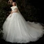 Chic / Belle Ivoire La Mariée Robe De Mariée 2020 Empire V-Cou Manches Courtes Dos Nu Perlage Paillettes Cathedral Train Volants