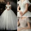 Chic / Belle Ivoire La Mariée Robe De Mariée 2020 Empire V-Cou Manches Courtes Dos Nu Perlage Paillettes Cathedral Train Volants