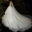 Chic / Belle Champagne La Mariée Robe De Mariée 2020 Robe Boule De l'épaule Manches Courtes Dos Nu Appliques Paillettes Cathedral Train Volants