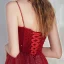 Elegant Burgundy Evening Dresses  2020 A-Line / Princess Spaghetti Straps Sleeveless Sequins Beading Glitter Tulle Floor-Length / Long Ruffle Backless Formal Dresses