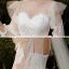 Victorian Style Champagne Bridal Wedding Dresses 2020 Ball Gown See-through Scoop Neck Puffy Long Sleeve Backless Appliques Sequins Cathedral Train Ruffle