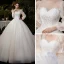 Victorian Style Champagne Bridal Wedding Dresses 2020 Ball Gown See-through Scoop Neck Puffy Long Sleeve Backless Appliques Sequins Cathedral Train Ruffle