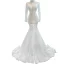 Luxe Blanche Transparentes La Mariée Robe De Mariée 2020 Trompette / Sirène Col Haut Manches Longues Fait main Perlage Tribunal Train