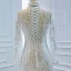 Luxe Blanche Transparentes La Mariée Robe De Mariée 2020 Trompette / Sirène Col Haut Manches Longues Fait main Perlage Tribunal Train