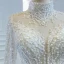 Luxe Blanche Transparentes La Mariée Robe De Mariée 2020 Trompette / Sirène Col Haut Manches Longues Fait main Perlage Tribunal Train