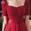 Élégant Bordeaux De Fiançailles Robe De Bal 2020 Princesse Encolure Carrée Manches Courtes Ceinture Perlage Glitter Tulle Longue Volants Dos Nu Robe De Ceremonie
