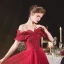 Chic / Beautiful Burgundy Engagement Prom Dresses 2020 A-Line / Princess Off-The-Shoulder Short Sleeve Appliques Lace Beading Glitter Tulle Floor-Length / Long Ruffle Backless Formal Dresses