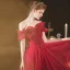 Chic / Beautiful Burgundy Engagement Prom Dresses 2020 A-Line / Princess Off-The-Shoulder Short Sleeve Appliques Lace Beading Glitter Tulle Floor-Length / Long Ruffle Backless Formal Dresses
