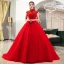 Style Chinois Rouge La Mariée Robe De Mariée 2020 Robe Boule Transparentes Col Haut Sans Manches Dos Nu Appliques En Dentelle Perlage Cathedral Train Volants