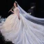 Chic / Beautiful Champagne Bridal Wedding Dresses 2020 Ball Gown See-through Scoop Neck Sleeveless Backless Appliques Lace Sequins Cathedral Train Ruffle