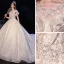 Chic / Beautiful Champagne Bridal Wedding Dresses 2020 Ball Gown See-through Scoop Neck Sleeveless Backless Appliques Lace Sequins Cathedral Train Ruffle