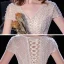Mode Champagne La Mariée Robe De Mariée 2020 Robe Boule V-Cou Manches Courtes Perlage Perle Glitter Tulle Cathedral Train Volants