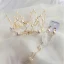 Charmant Doré Bijoux Mariage 2020 Alliage Perle Tiare Gland Boucles D'Oreilles Accessoire Cheveux Mariage