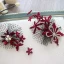 Fashion Burgundy Velour Flower Bridal Jewelry 2020 Rhinestone Pearl Earrings Headpieces Accessories Bridal Hair Accessories