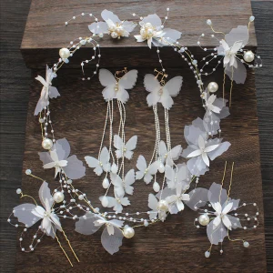 Fée Des Fleurs Ivoire Fleur De Soie Bijoux Mariage 2020 Papillon Perlage Boucles D 039 Oreilles Bandeaux Accessoire Cheveux Mariage