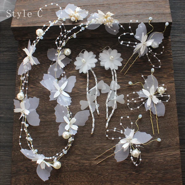 Flower Fairy Ivory Silk Flower Bridal Jewelry 2020 Butterfly Beading Earrings Headbands Bridal Hair Accessories