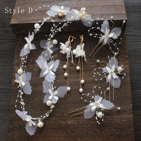 Flower Fairy Ivory Silk Flower Bridal Jewelry 2020 Butterfly Beading Earrings Headbands Bridal Hair Accessories
