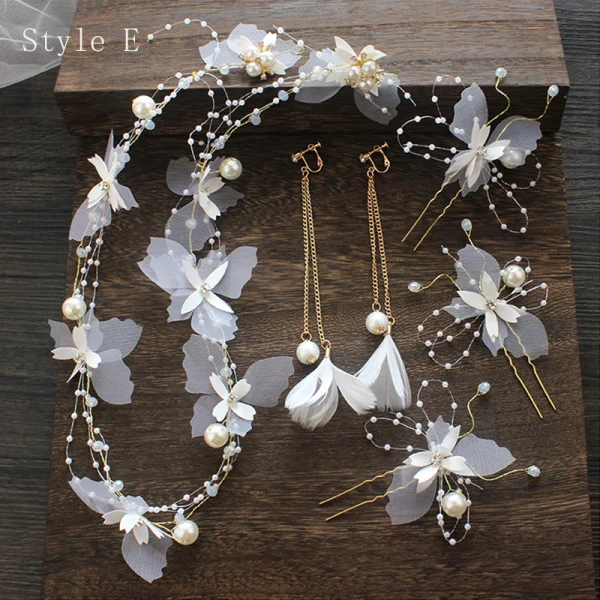 Flower Fairy Ivory Silk Flower Bridal Jewelry 2020 Butterfly Beading Earrings Headbands Bridal Hair Accessories