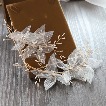 Chic Belle Doré Accessoire Cheveux Accessoire Cheveux Mariage 2020 Alliage Fleur De Soie Perlage Faux Diamant Mariage Accessorize