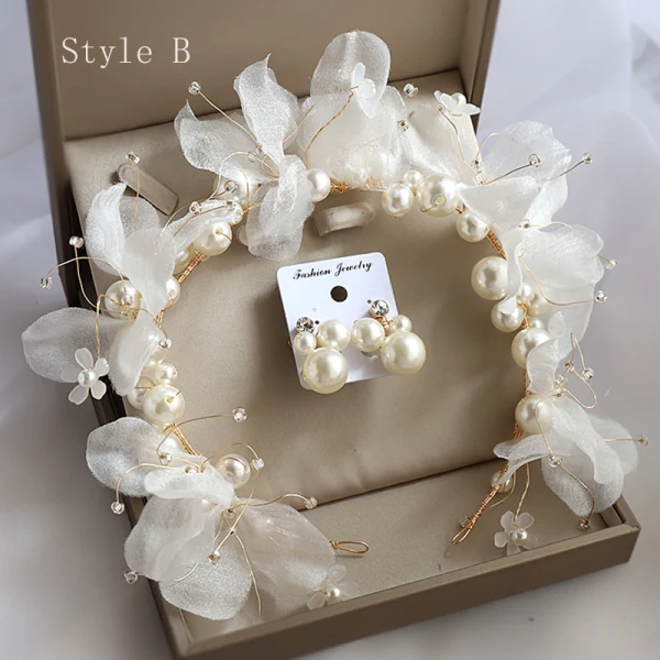 Chic / Beautiful Gold Bridal Jewelry 2020 Alloy Silk Flower Earrings Headpieces Bridal Hair Accessories