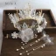 Charmig Guld Brudsmycken 2020 Legering siden Blomma Pärla Rhinestone Halsband Örhängen Tiara Brud Huvudbonad