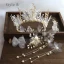 Charmig Guld Brudsmycken 2020 Legering siden Blomma Pärla Rhinestone Halsband Örhängen Tiara Brud Huvudbonad