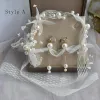 Elegant Ivory Bridal Jewelry 2020 Lace-up Flower Pearl Earrings Headbands Bridal Hair Accessories