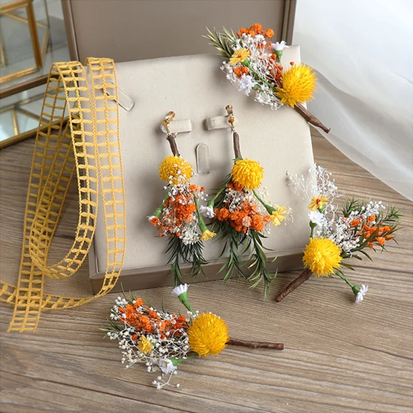 Amazing / Unique Orange Headbands Flower Bridal Hair Accessories 2020 Earrings Headpieces Accessories