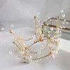 Chic / Beautiful Gold Bridal Jewelry 2020 Alloy Beading Pearl Earrings Tiara Wedding Accessories