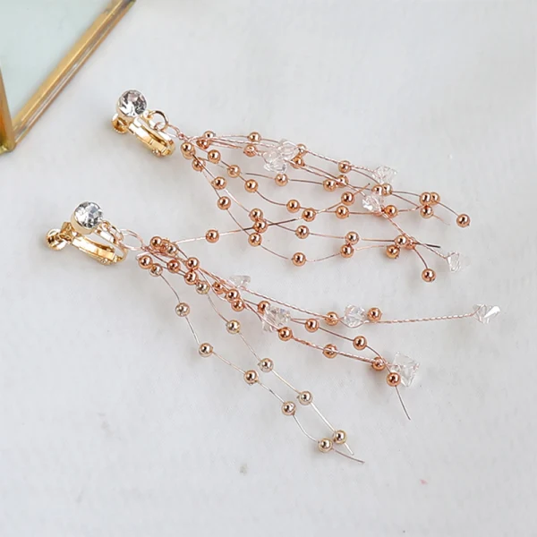 Snygga / Fina Guld Brudsmycken 2020 Legering Beading Rhinestone Blad Hårsmycken Örhängen Bröllop Tillbehör