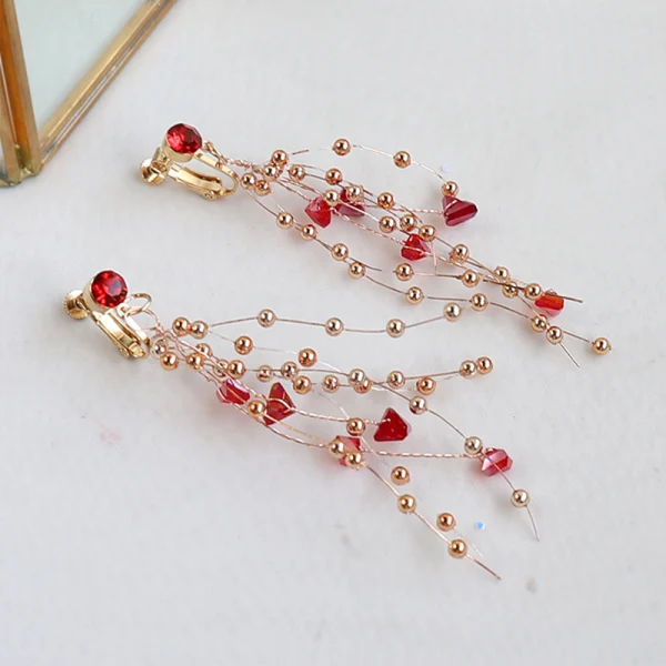 Snygga / Fina Guld Brudsmycken 2020 Legering Beading Rhinestone Blad Hårsmycken Örhängen Bröllop Tillbehör