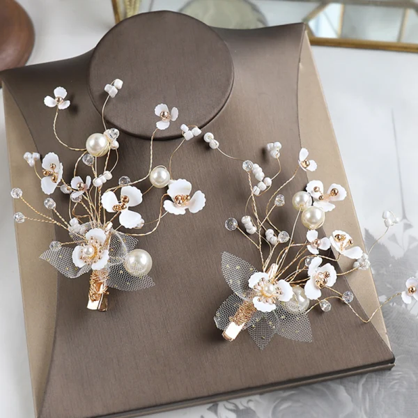 Chic / Beautiful Gold Headpieces Earrings Bridal Jewelry 2020 Alloy Beading Pearl Wedding Accessories