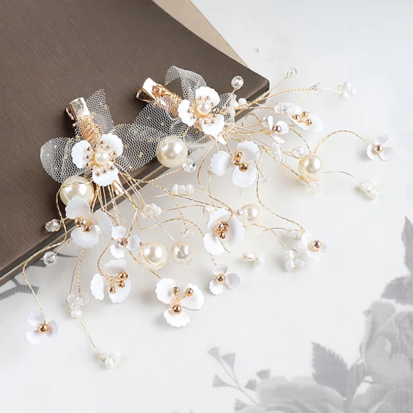 Chic / Beautiful Gold Headpieces Earrings Bridal Jewelry 2020 Alloy Beading Pearl Wedding Accessories